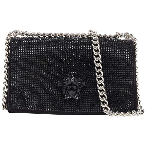 new VERSACE Palazzo Medusa black strass crystal flap chunky 